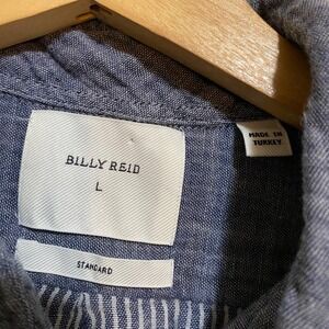 Billy Reid Mens Standard Fit Short Sleeve Button Up Shirt‎ Blue Large pockets